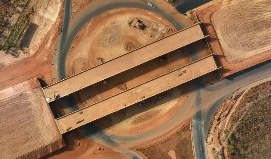 Foto aérea de levantamento topográfico